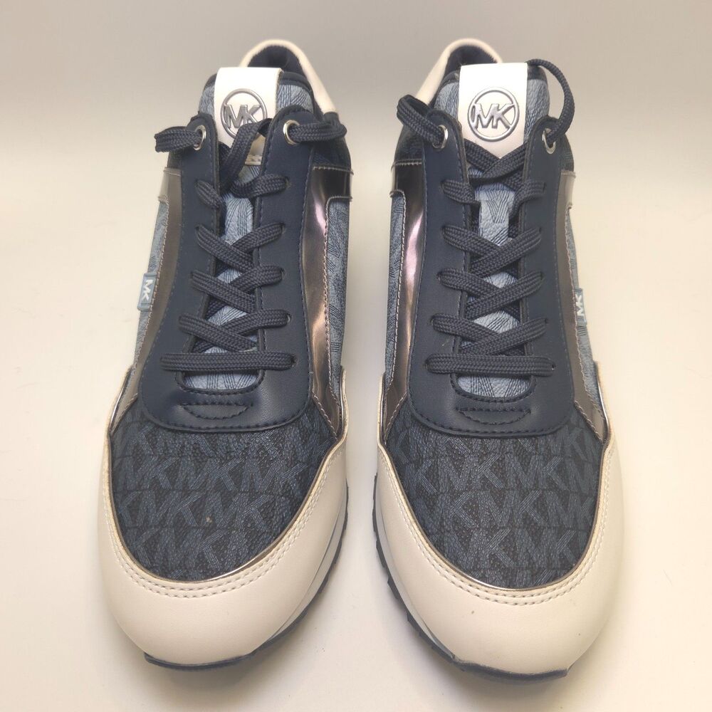 Michael Kors Maddy Logo Trainer Admiral Blue Sneakers Women 10M 49F0MAFS3B NIB - Picture 3 of 10